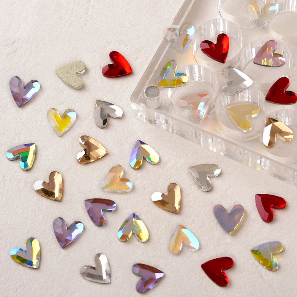 20шт Горячий дизайн ногтей в форме V-образного сердца Со Стразами 3D Изысканный Волшебный Кристалл Авроры, Камень Любви, Украшение для ногтей, Кавайные Аксессуары для ногтей 0