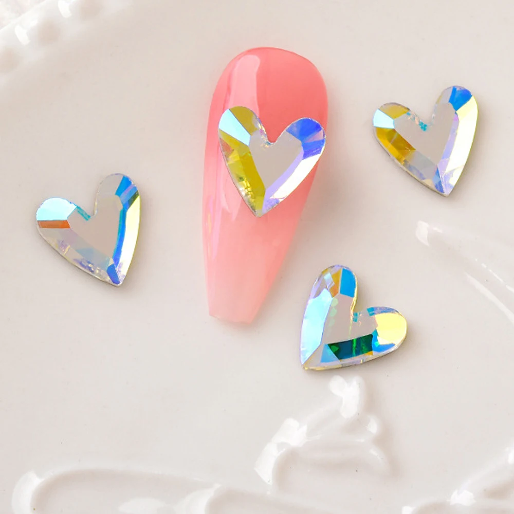 20шт Горячий дизайн ногтей в форме V-образного сердца Со Стразами 3D Изысканный Волшебный Кристалл Авроры, Камень Любви, Украшение для ногтей, Кавайные Аксессуары для ногтей 4