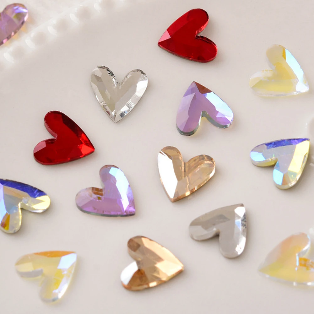 20шт Горячий дизайн ногтей в форме V-образного сердца Со Стразами 3D Изысканный Волшебный Кристалл Авроры, Камень Любви, Украшение для ногтей, Кавайные Аксессуары для ногтей 5