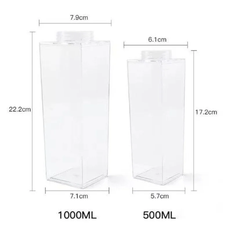 Упаковка для молока, бутылка для воды, Прозрачная пластиковая Портативная Прозрачная коробка для сока, чайные бутылки 500 мл/1000 мл 3