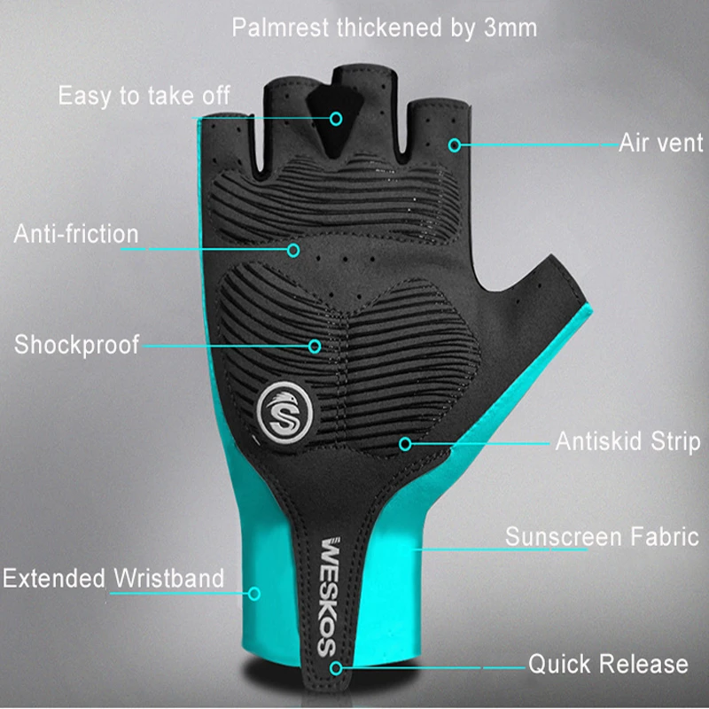 Летние перчатки для спорта на открытом воздухе Унисекс, велосипедные Солнцезащитные перчатки с полупальцами, Дышащие противоскользящие перчатки для горного велосипеда 1