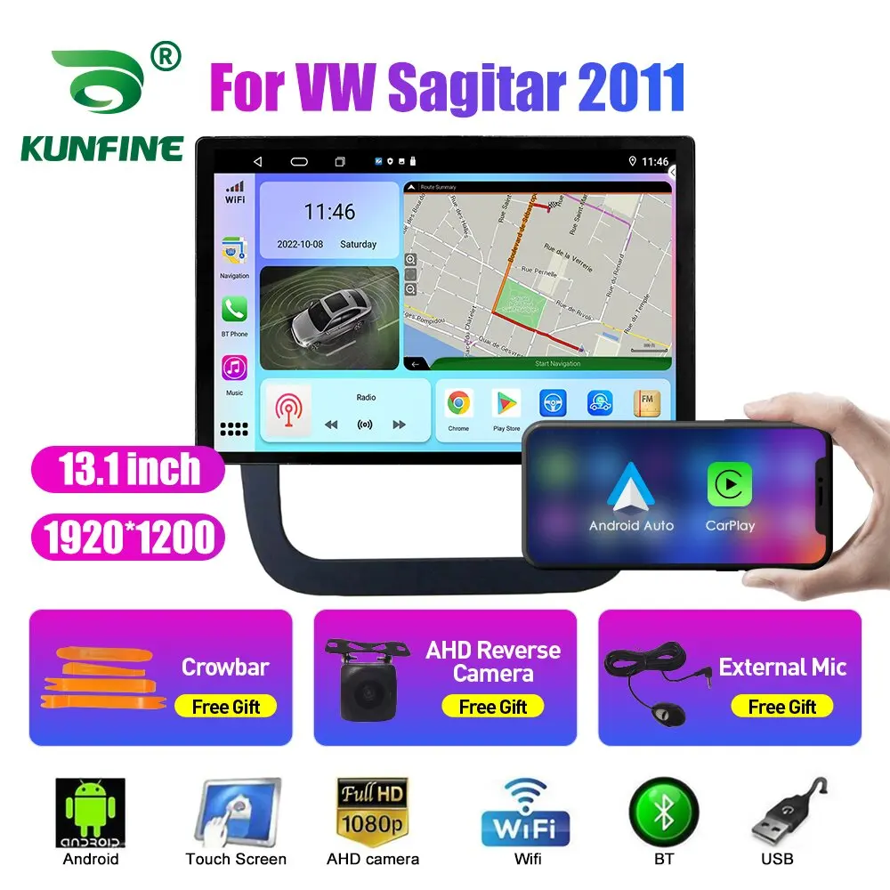 13,1-дюймовый автомобильный радиоприемник для VW Sagitar 2011 Автомобильный DVD GPS навигация Стерео Carplay 2 Din Центральный мультимедийный Android Auto 0