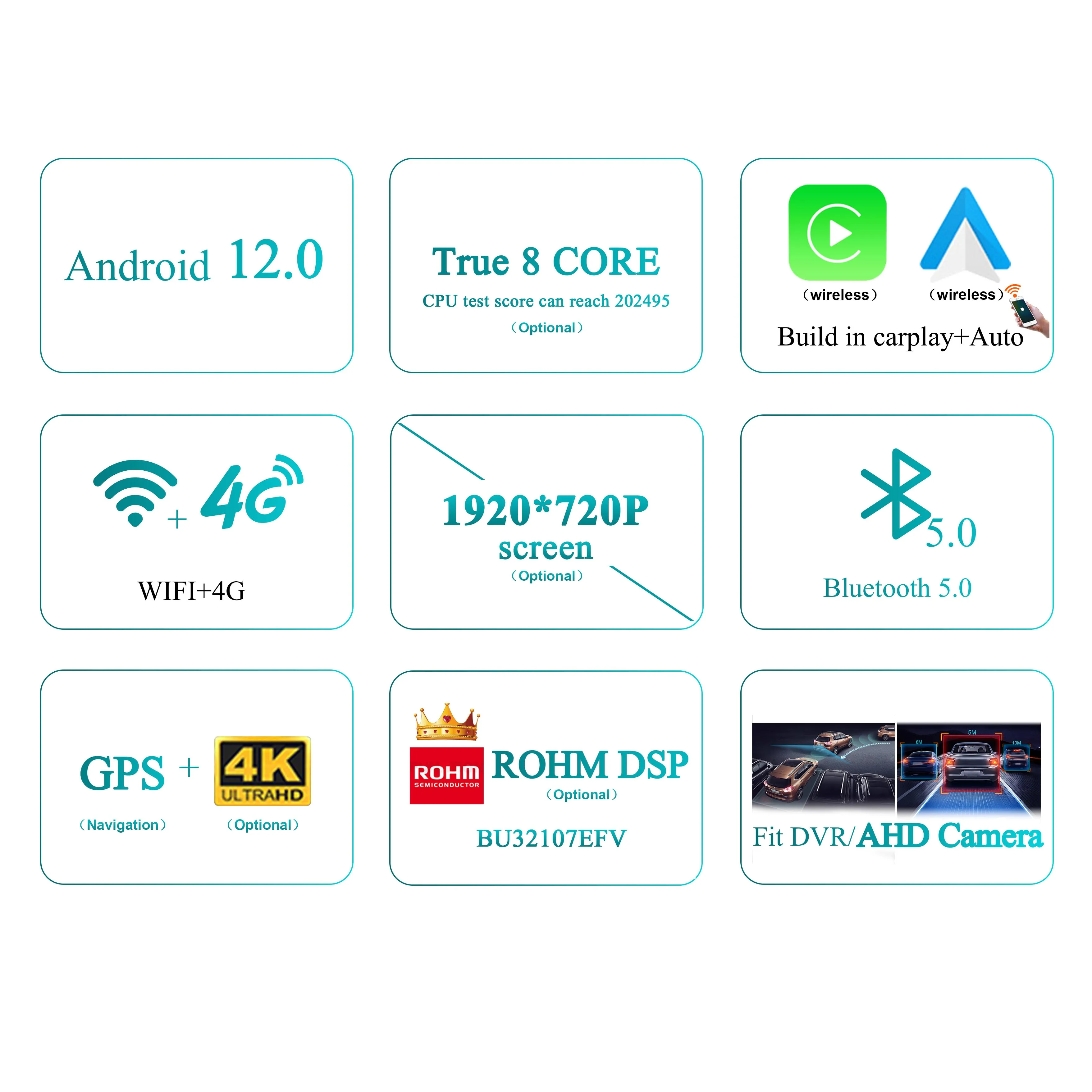 8G 256G Автомобильный Радиоприемник Стерео Android 12 с Экраном 10,25