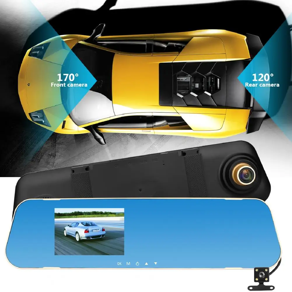 4,3-дюймовый Автомобильный Видеорегистратор Mirror Cam С 2-Камерным Видеомагнитофоном Dash Cam FHD1080P Dashcam Mirror Camera Автомобильный Видеорегистратор Recorder Камера Заднего Вида 2