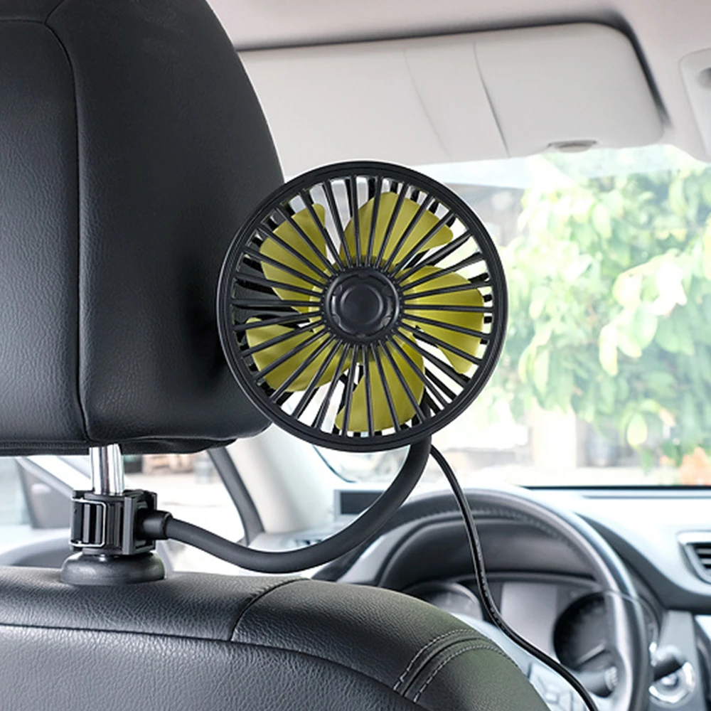 Регулируемый автомобильный вентилятор с возможностью поворота на 360 градусов, Вентилятор охлаждения автомобиля, USB-вентилятор для автокресла, Летний автомобильный вентилятор для шланга, 3-ступенчатый вентилятор приборной панели для внедорожника на колесах 1