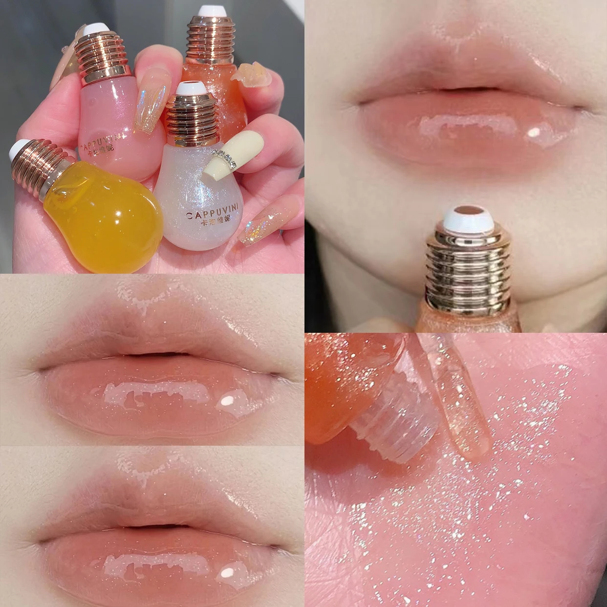 Жидкий блеск для губ для придания объема губам Жемчужный свет, сияющий увлажняющий блеск, губная помада для макияжа, Мерцающее Розовое минеральное масло для губ, прозрачный оттенок 3