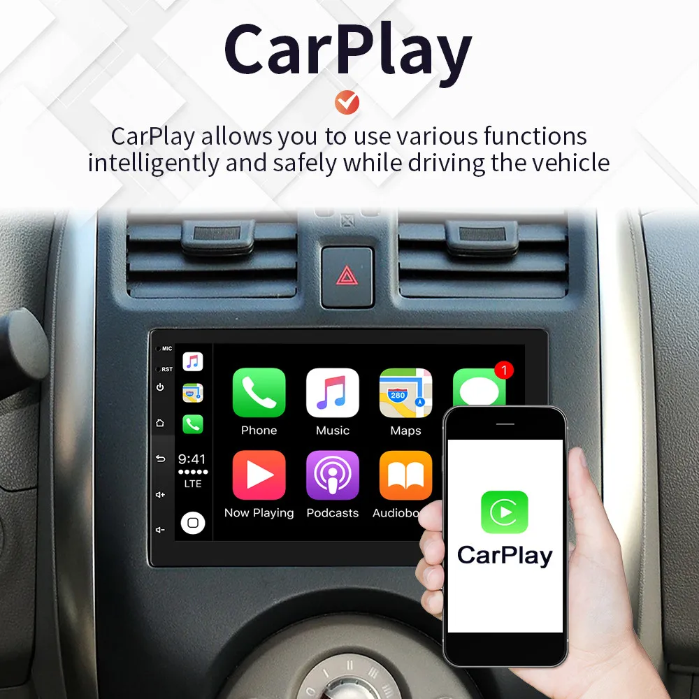 Автомобильное Радио GPS 2 Din Android 11 Carplay Auto Universal 7