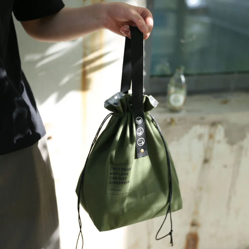 Сумки для бенто, сумки для ланча, простой ограничительный рот, письмо, лямки, изоляционный набор для еды, промышленная ветрозащитная переносная сумка для ланча 2