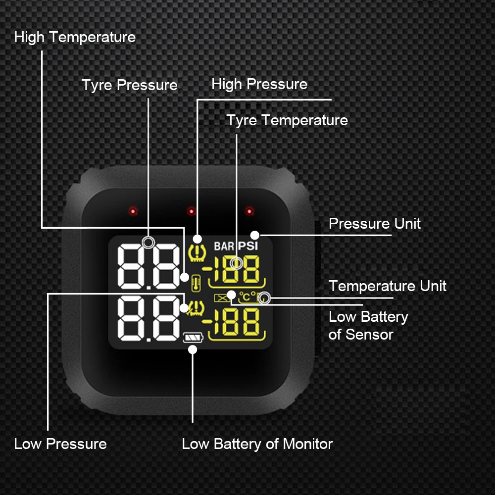 Водонепроницаемые беспроводные внешние датчики ЖК-дисплей Система контроля давления в шинах мотоцикла M3 Moto TPMS в реальном времени 4