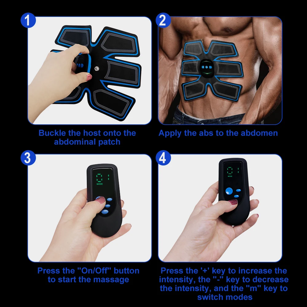 Электрический стимулятор мышц EMS, USB-аккумуляторный тренажер для ягодиц, бедер, стимулятор брюшного пресса, фитнес-массажер для похудения тела 3