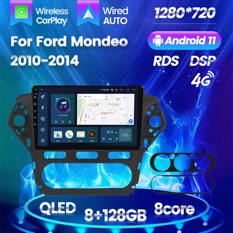 Автомобильное Аудио Радио GPS Для Ford Mondeo 4 2010-2014 Android Auto Сенсорный Экран QLED Стерео Навигация Мультимедиа DSP 8-Ядерный Без Dvd 0