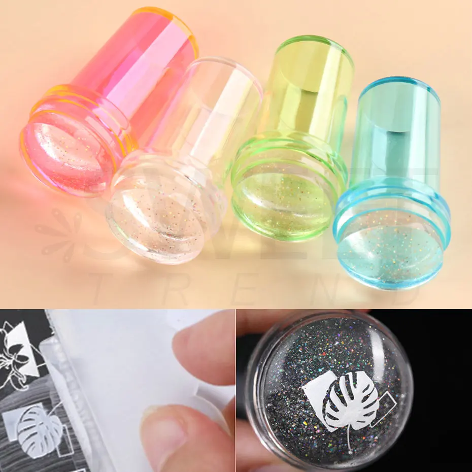 Прозрачный стампер для ногтей со скребком, Силиконовый штамп с желеобразным блеском, наборы для маникюра для французских ногтей, стемпинг для дизайна ногтей 1