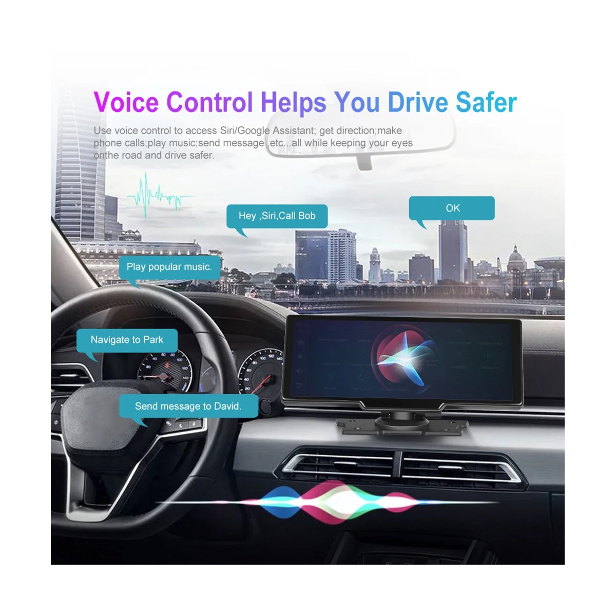 9,3-дюймовый автомобильный зеркальный монитор, запись видео в формате HD, беспроводное подключение Carplay Android, WiFi DVR, GPS Навигационная панель 5
