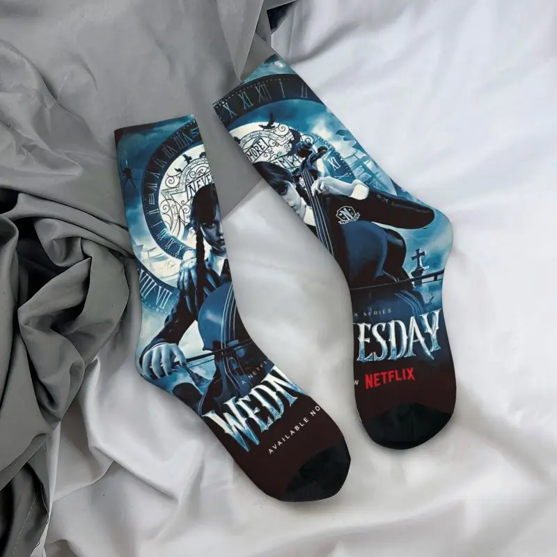 Милые мужские носки в стиле Wednesday Addams в готическом стиле на Хэллоуин, теплые носки для экипажа с 3D-принтом, дышащие носки Унисекс. 3