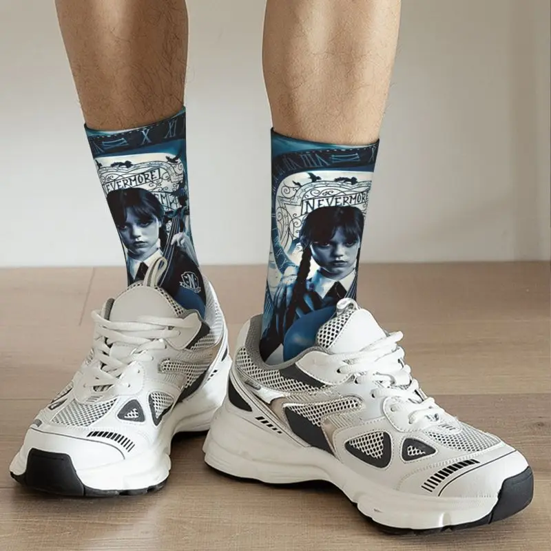 Милые мужские носки в стиле Wednesday Addams в готическом стиле на Хэллоуин, теплые носки для экипажа с 3D-принтом, дышащие носки Унисекс. 4