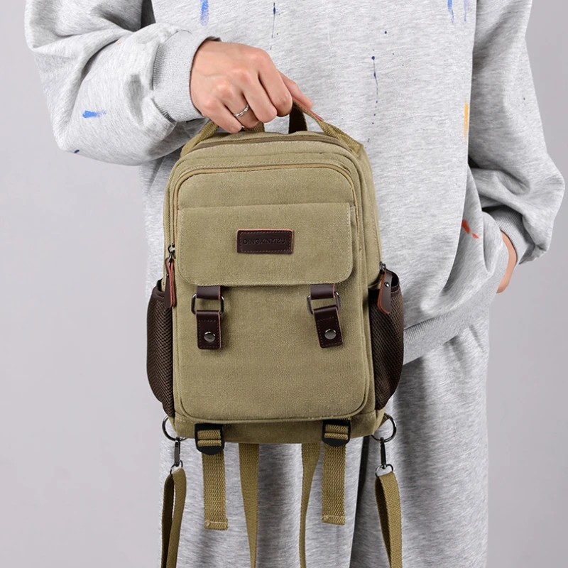 Маленький мужской рюкзак, холщовые повседневные рюкзаки для мужчин 2023, мини-мужская школьная сумка, рюкзак, Мужская многофункциональная сумка через плечо для путешествий 1