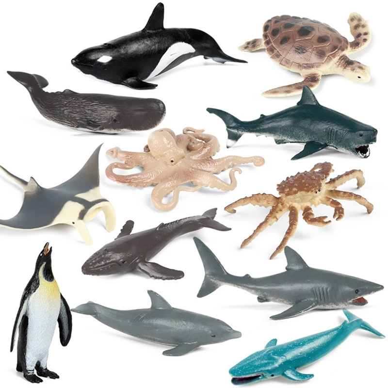 4XBD Фигурки животных из мира природы, включая 6 маленьких пластиковых фигурок морских животных 1