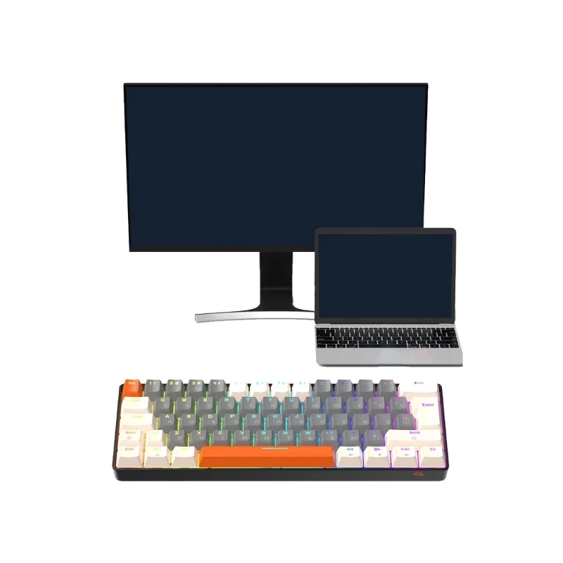 Русская механическая игровая клавиатура T60 Type-C, проводная русская клавиатура, светящаяся 2