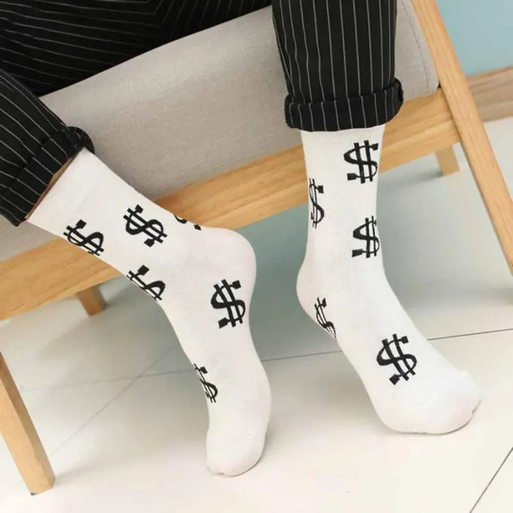 Новые Весенние мужские длинные носки Harajuku Money Dollar с 3D рисунком, забавные мультяшные креативные носки из чистого хлопка для мужчин 1