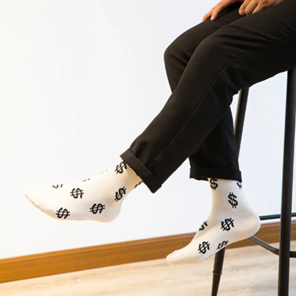 Новые Весенние мужские длинные носки Harajuku Money Dollar с 3D рисунком, забавные мультяшные креативные носки из чистого хлопка для мужчин 2