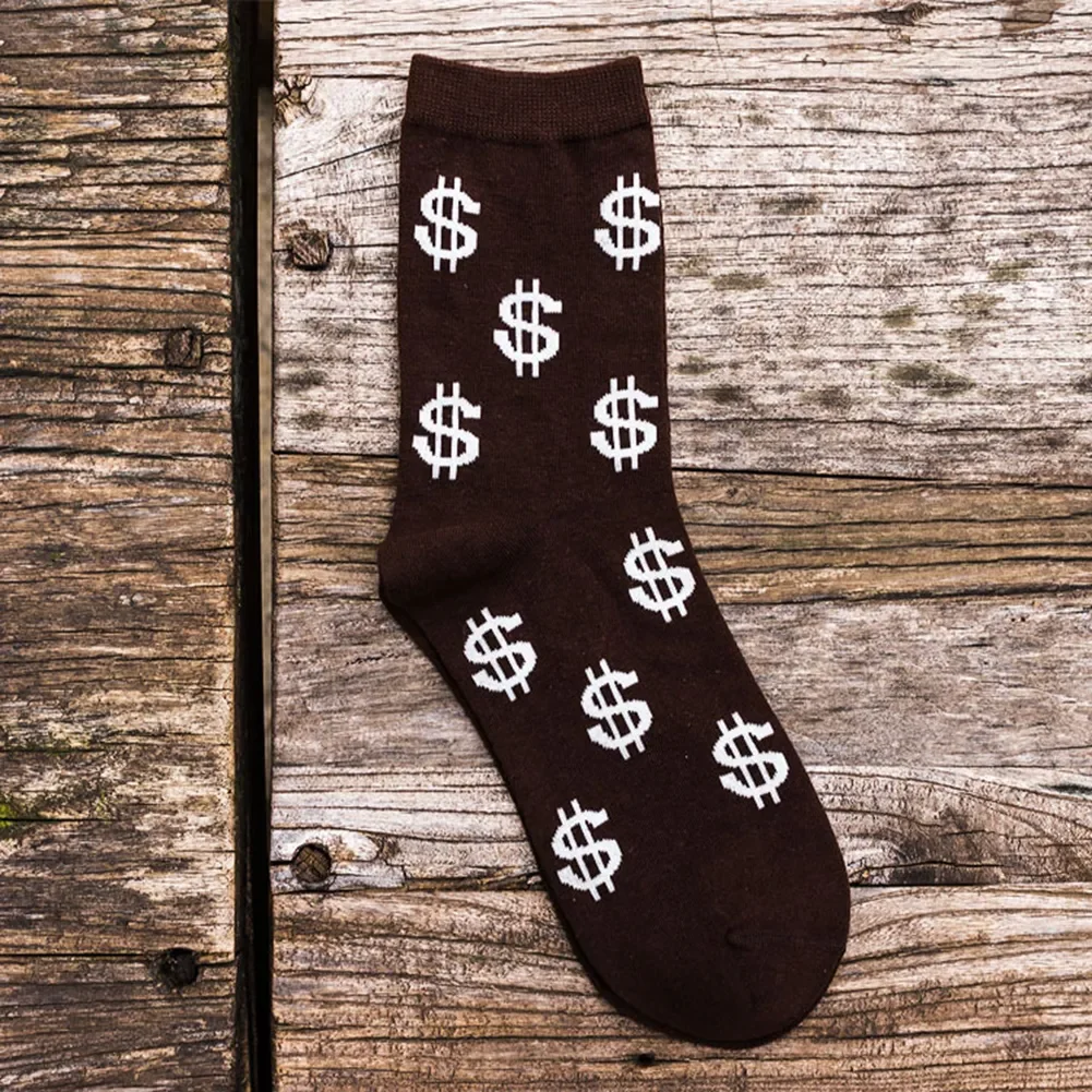 Новые Весенние мужские длинные носки Harajuku Money Dollar с 3D рисунком, забавные мультяшные креативные носки из чистого хлопка для мужчин 3