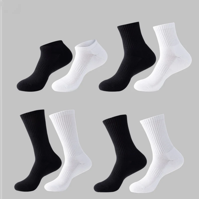 Белые Черные Однотонные Хлопчатобумажные Мужские Носки Разной длины С Нижней частью Полотенца Повседневные Спортивные Баскетбольные Носки для Мужчин Носки Calcetines 0