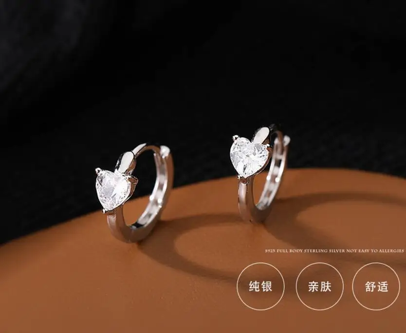 Настоящие серьги-кольца с романтическим сердечком из стерлингового серебра 925 пробы для девочек-дочерей в подарок на день рождения Fine Jewelry DG0070 5
