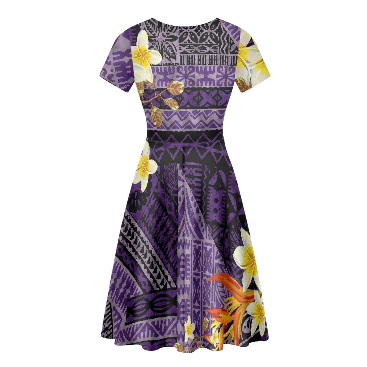 HYCOOL / Новые поступления, женские летние повседневные платья с коротким рукавом и круглым вырезом, полинезийское племенное вечернее платье с цветочным рисунком для женщин 2023 г. 1