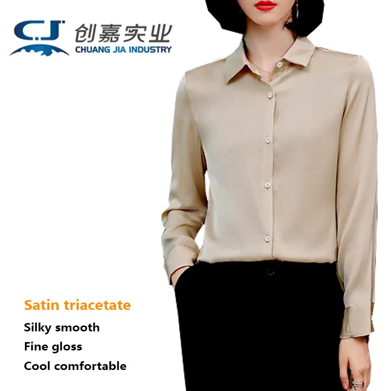 Весенне-летняя женская рубашка с длинными рукавами из атласного триацетата, простой квадратный гладкий топ большого размера, топ 3XL, бесплатная доставка 0
