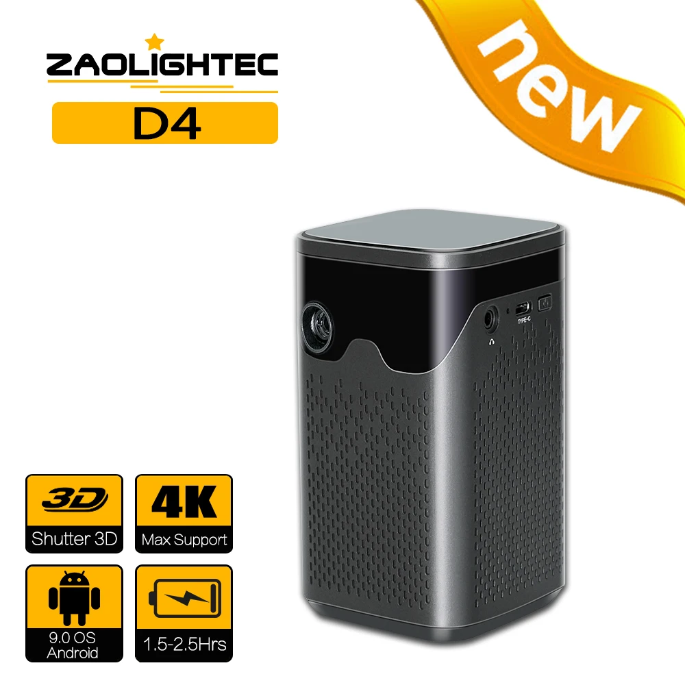 ZAOLITGHTEC D4 Мини Портативный Пико Смарт DLP Проектор Android Wifi Безэкранный телевизор LED 4K 1080P для Мобильного Телефона Смартфона 0