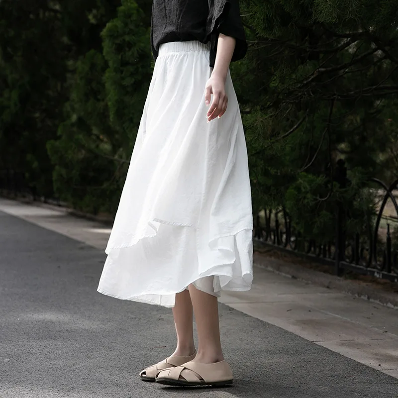 Женские весенне-летние хлопковые юбки с эластичным поясом, окрашенные распылением, женские свободные юбки неправильной длины, женские юбки 2022 1