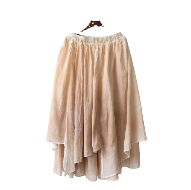 Женские весенне-летние хлопковые юбки с эластичным поясом, окрашенные распылением, женские свободные юбки неправильной длины, женские юбки 2022 4