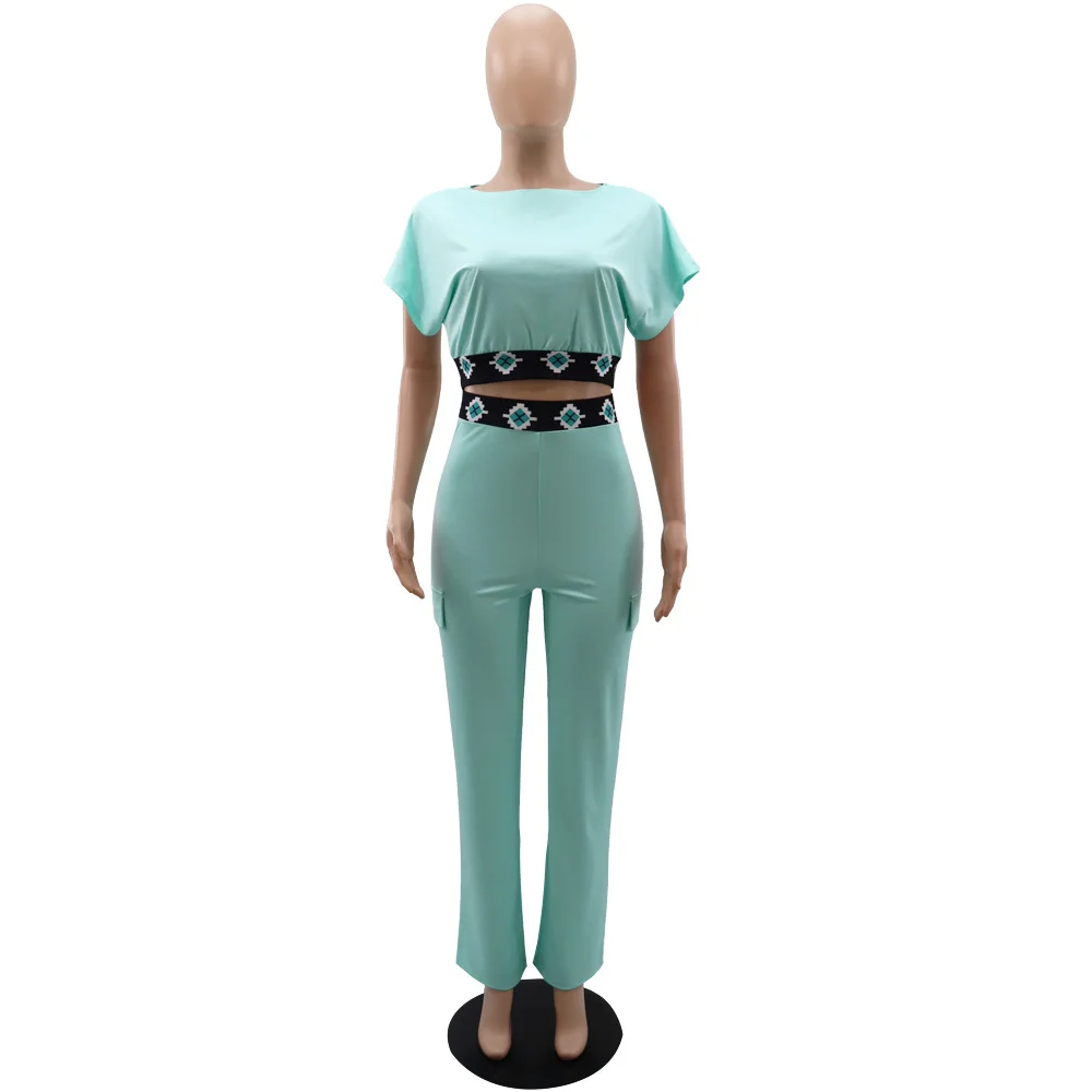 Felyn 2023, высококачественный Новый дизайн, женский комплект из 2 предметов, футболка с принтом и длинные брюки, Летняя офисная женская одежда 2