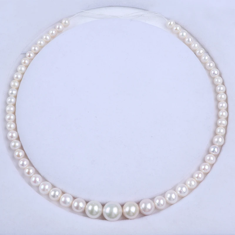 6-13 мм Белая Круглая форма Edison Пресноводный Жемчуг Красивое Ожерелье Ювелирные изделия 0
