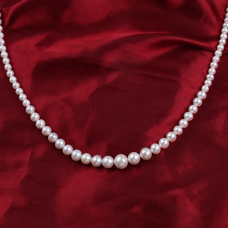 6-13 мм Белая Круглая форма Edison Пресноводный Жемчуг Красивое Ожерелье Ювелирные изделия 1