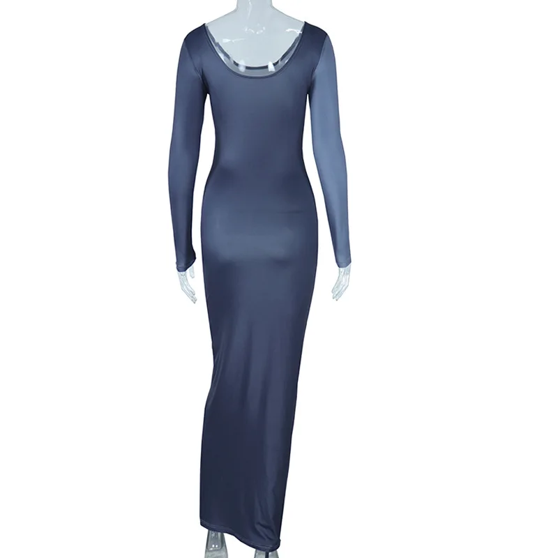 Женское платье Миди с длинным рукавом, с нерегулярным принтом, в стиле пэчворк, с круглым вырезом, облегающее повседневное платье S-L 4
