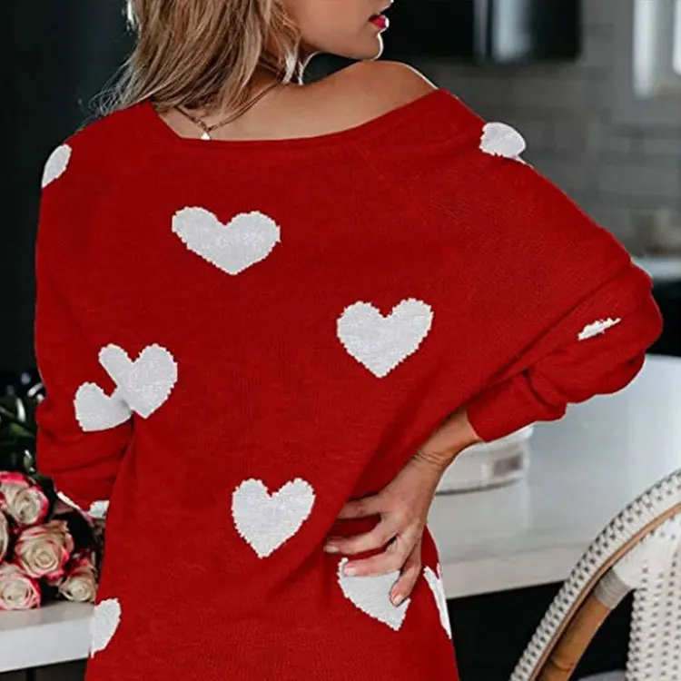 Трикотаж, Женский свитер, женские пуловеры, день Святого Валентина, свитер с V-образным вырезом, пуловеры, женский 3