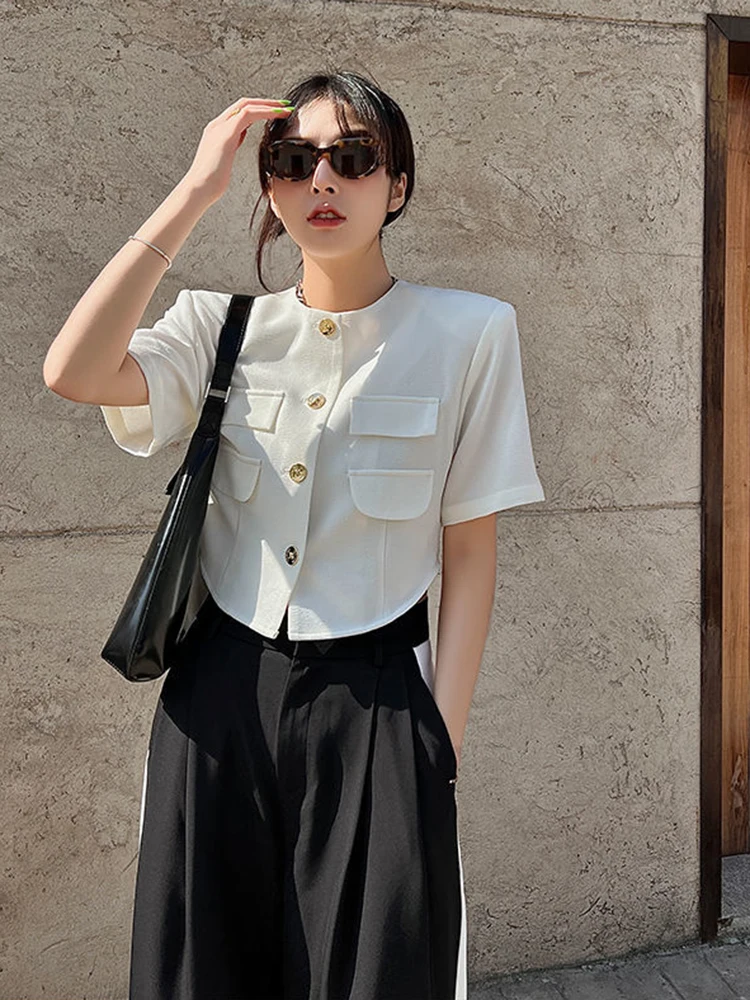 Летние Корейские Элегантные Модные Маленькие Ароматные рубашки 2023 Года, Французский Винтажный топ с коротким рукавом, Асимметричная Короткая блузка 2