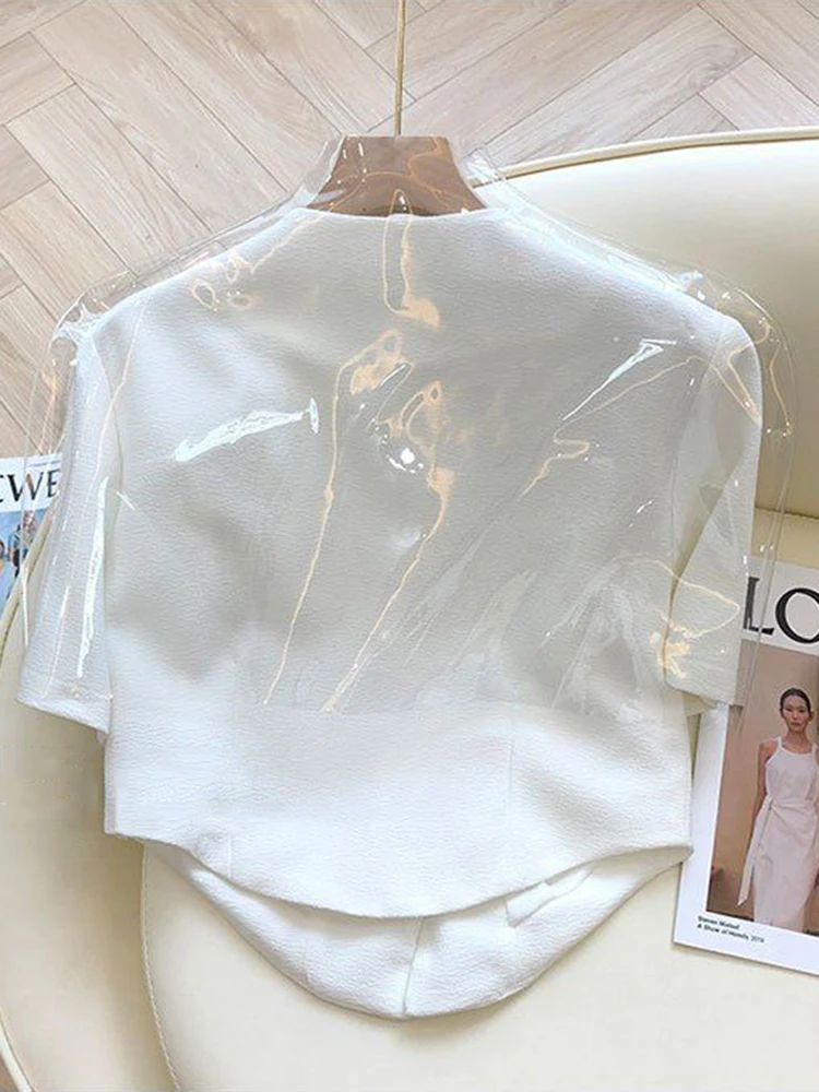 Летние Корейские Элегантные Модные Маленькие Ароматные рубашки 2023 Года, Французский Винтажный топ с коротким рукавом, Асимметричная Короткая блузка 3