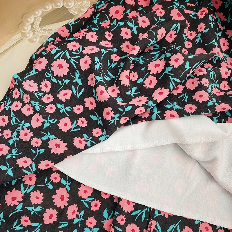Женская полуэластичная юбка Gaganight с высокой талией в стиле ретро с цветочным принтом 2023, весна-лето, новая юбка с контрастным цветом в нежном стиле. 3