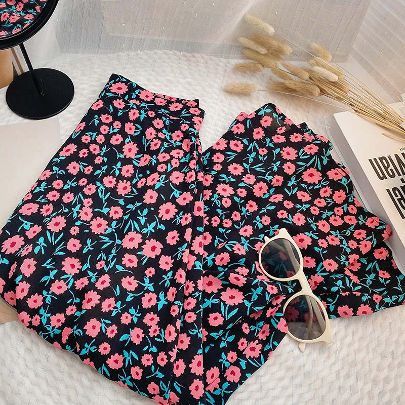 Женская полуэластичная юбка Gaganight с высокой талией в стиле ретро с цветочным принтом 2023, весна-лето, новая юбка с контрастным цветом в нежном стиле. 4