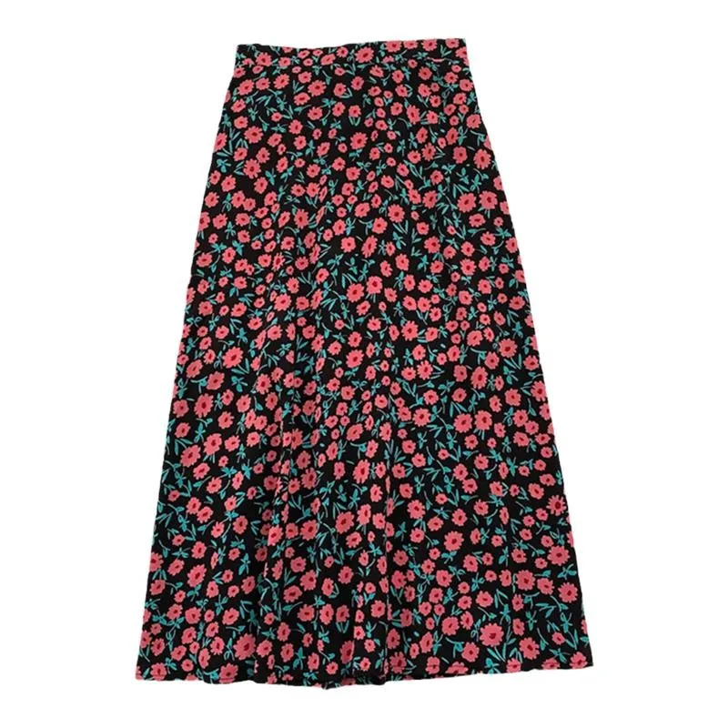 Женская полуэластичная юбка Gaganight с высокой талией в стиле ретро с цветочным принтом 2023, весна-лето, новая юбка с контрастным цветом в нежном стиле. 5