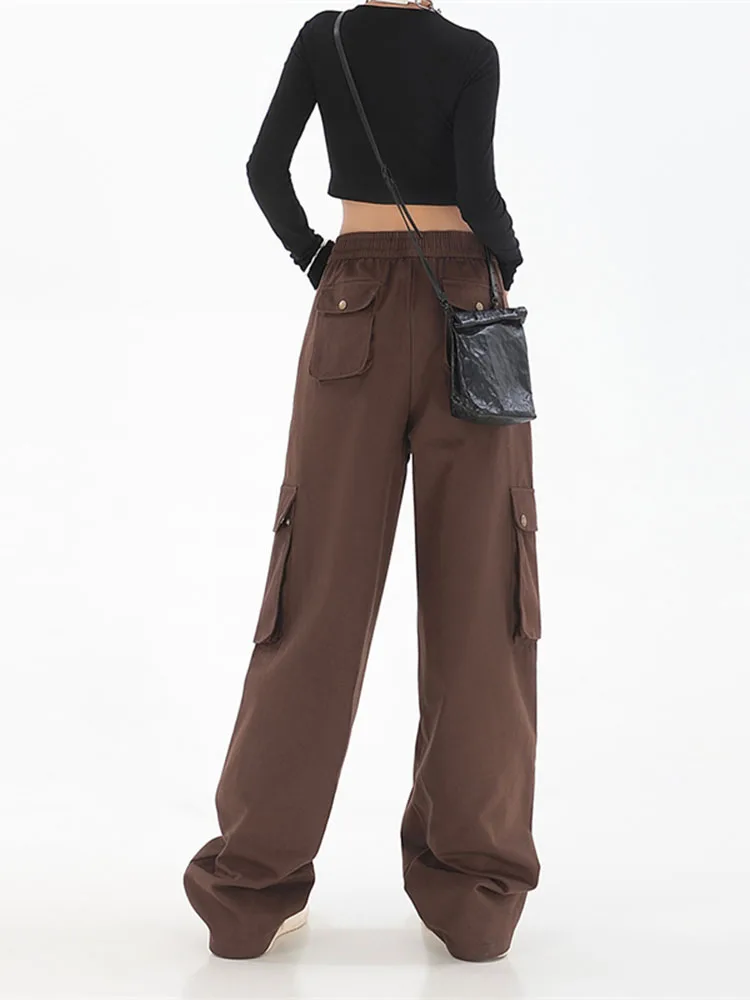 Женские модные Мешковатые брюки-карго с завязками, шикарные женские уличные брюки для бега с низкой талией, широкие брюки для бега 2022, Осень-зима, Леди 4