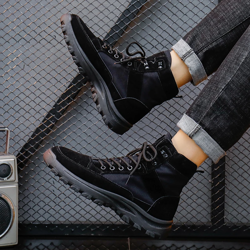 Черные ботинки Martin, мужские кроссовки, увеличивающие рост, походные ботинки, летние мужские слипоны, походная спортивная обувь, Треккинговый бежевый 5