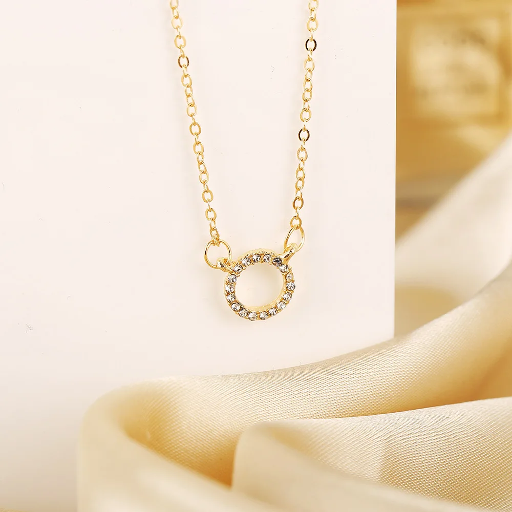 Трендовое Элегантное ювелирное ожерелье с подвеской в виде хрустального круга золотистого цвета, женское модное ожерелье Unquie Оптом 1