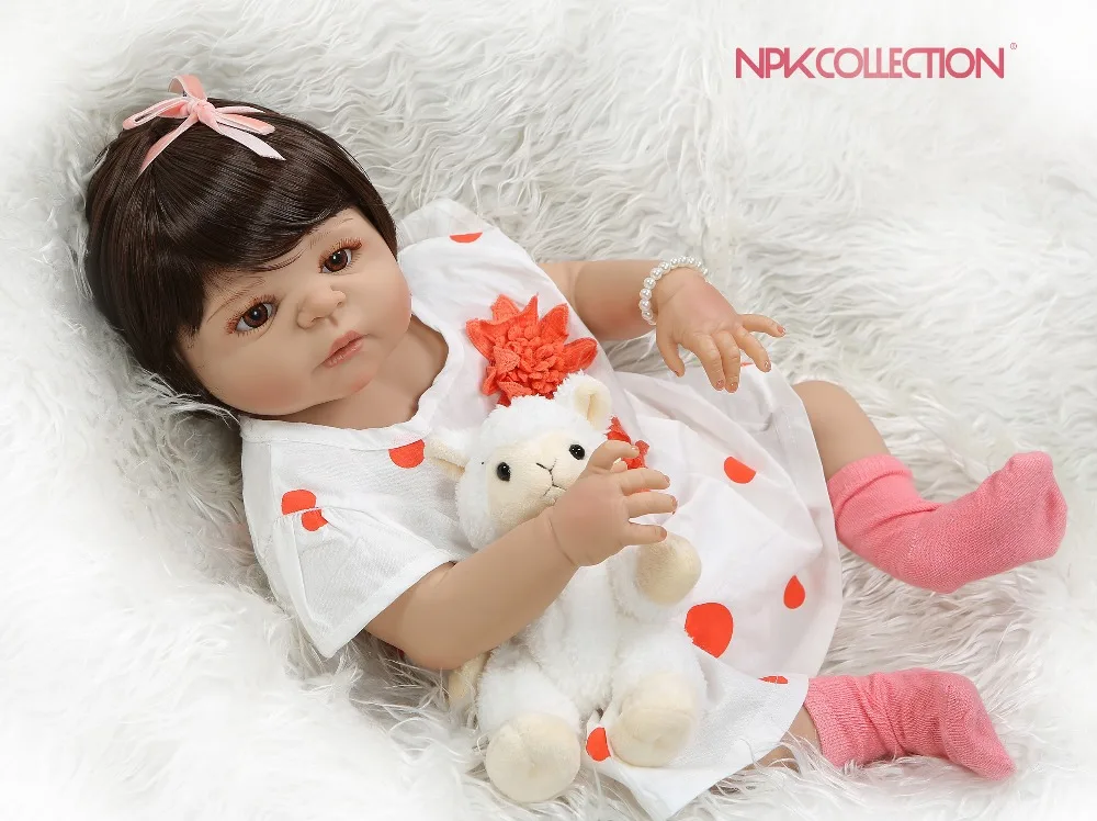 NPKCOLLECTION 56 см 0-3 м реалистичная кукла-реборн, милая девочка с загорелой кожей, силиконовые игрушки для ванны во все тело, куклы 0