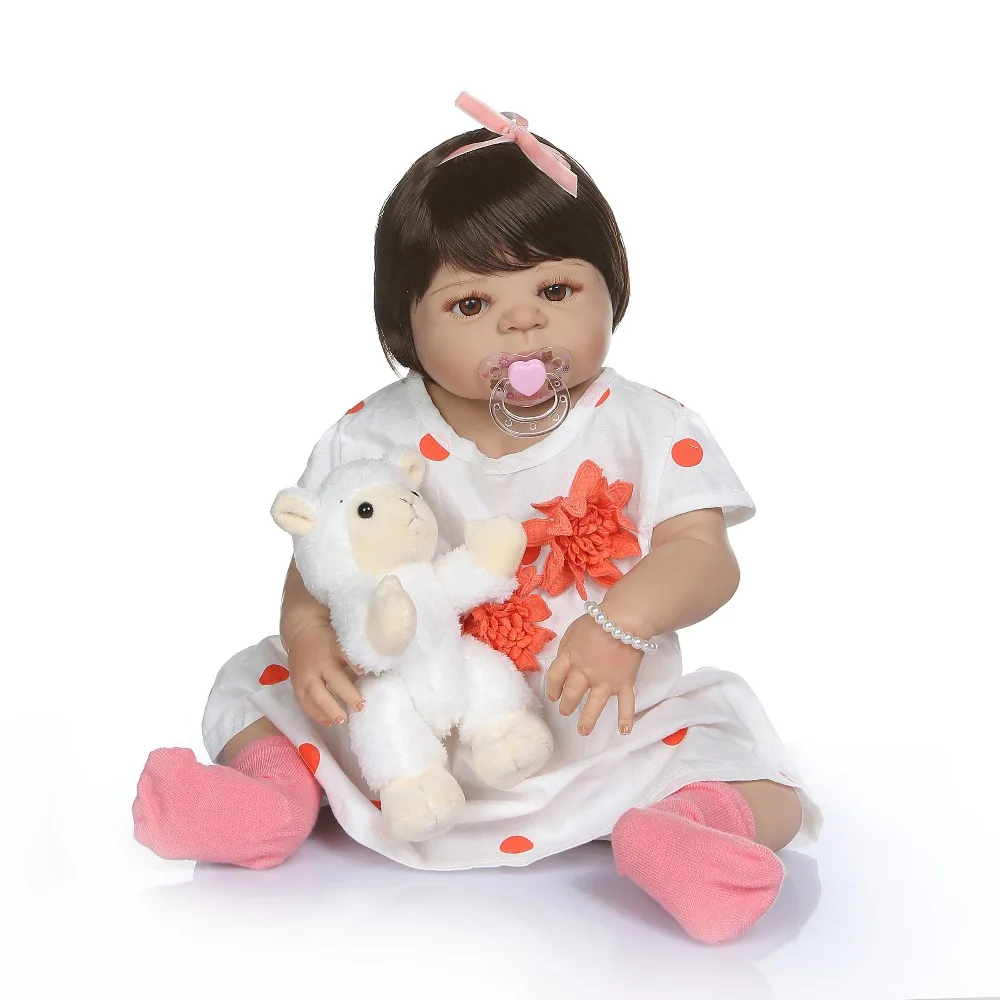 NPKCOLLECTION 56 см 0-3 м реалистичная кукла-реборн, милая девочка с загорелой кожей, силиконовые игрушки для ванны во все тело, куклы 1