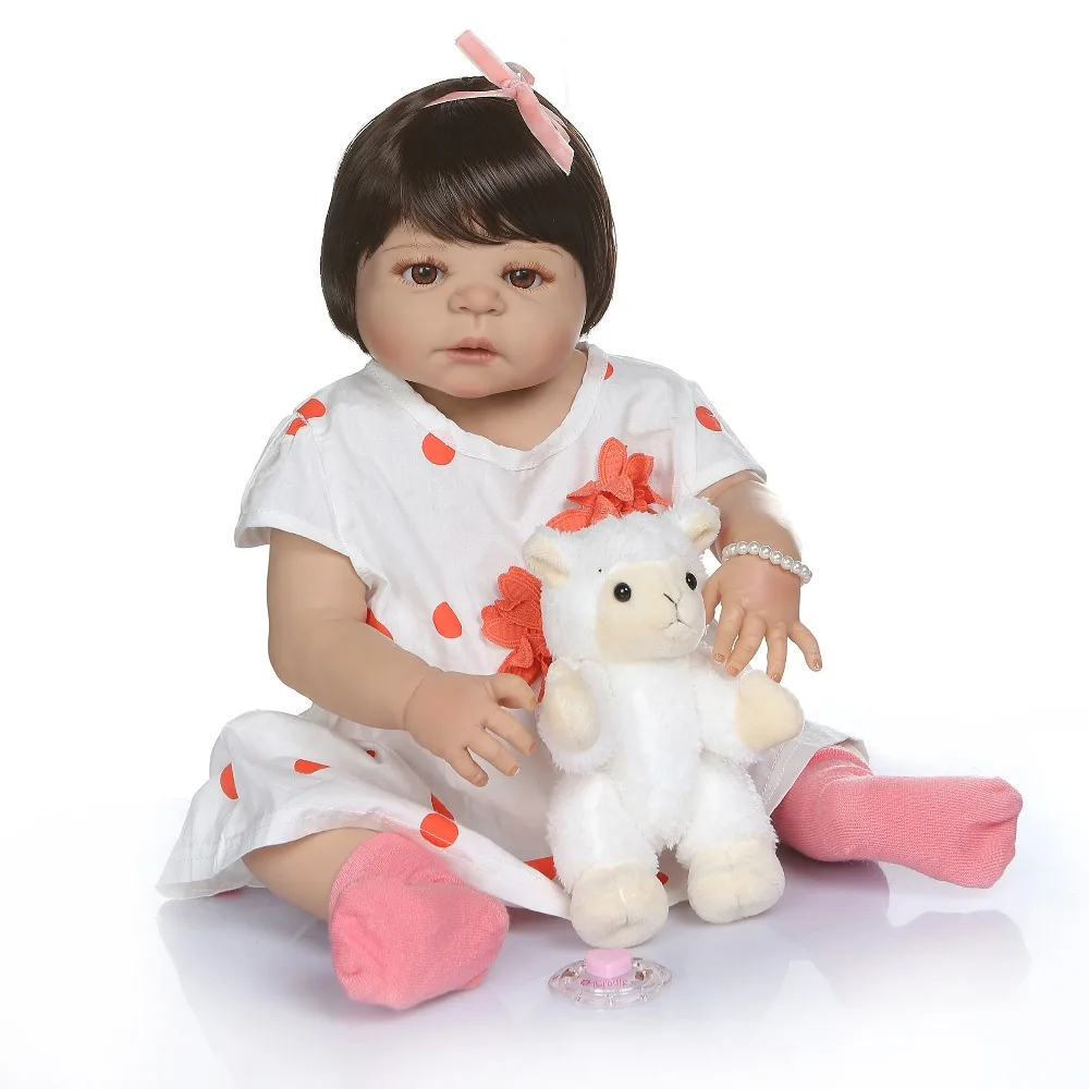 NPKCOLLECTION 56 см 0-3 м реалистичная кукла-реборн, милая девочка с загорелой кожей, силиконовые игрушки для ванны во все тело, куклы 2