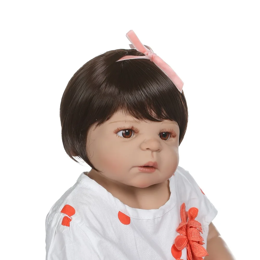 NPKCOLLECTION 56 см 0-3 м реалистичная кукла-реборн, милая девочка с загорелой кожей, силиконовые игрушки для ванны во все тело, куклы 4
