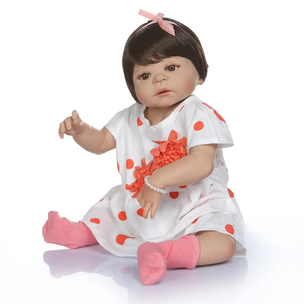 NPKCOLLECTION 56 см 0-3 м реалистичная кукла-реборн, милая девочка с загорелой кожей, силиконовые игрушки для ванны во все тело, куклы 5